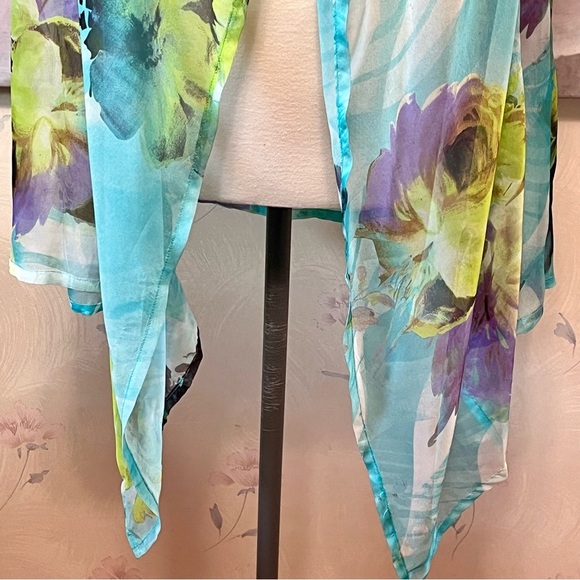 Decorated Originals Open Front Beach Cover-Up XL to 3XL Watercolor Floral Pastel - Picture 8 of 15